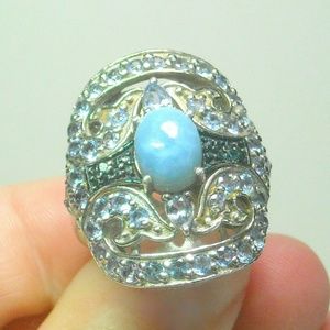 Oregon Blue Opal, Tanzanite Blue Diamond Ring